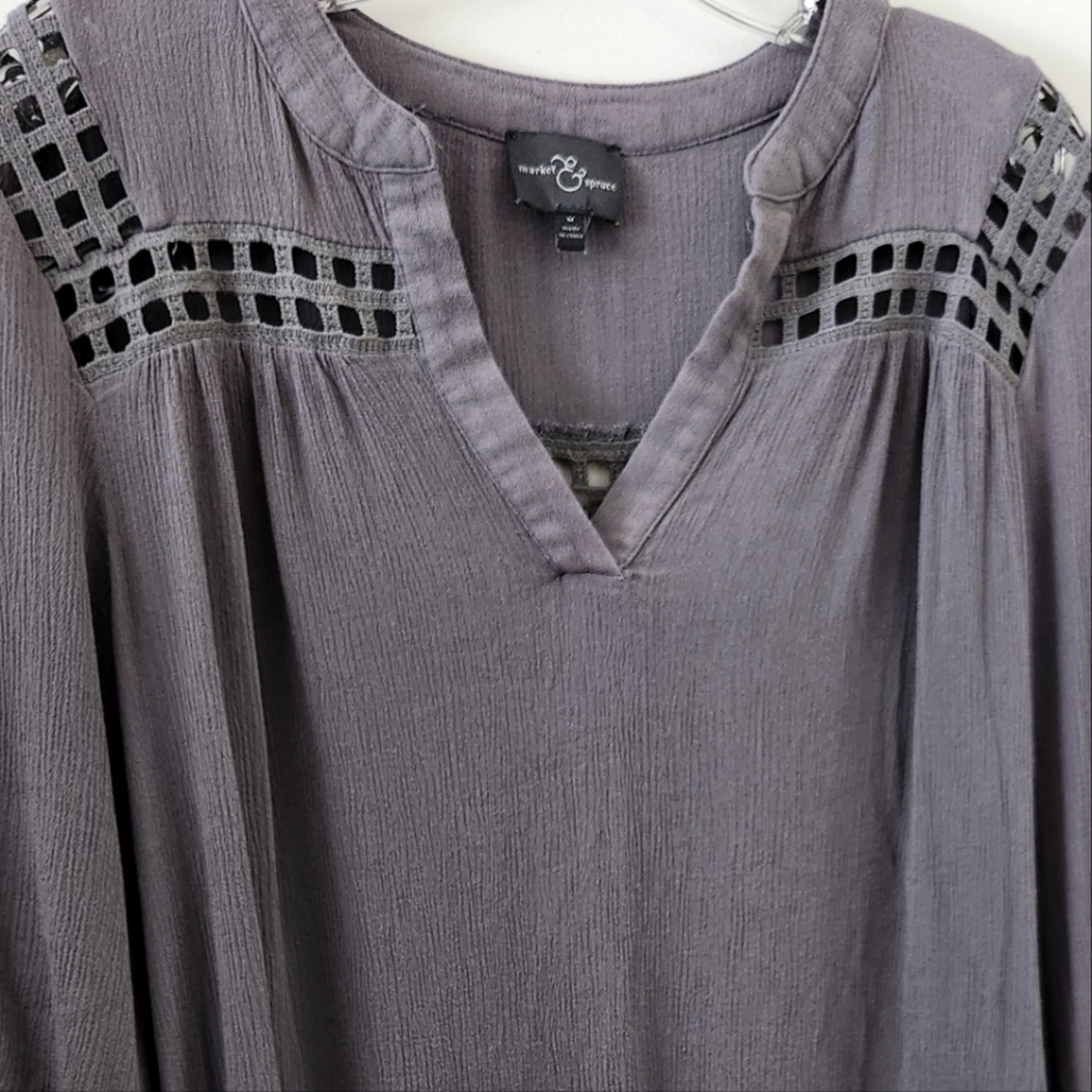 Market & Spruce top, M, Gray, EUC